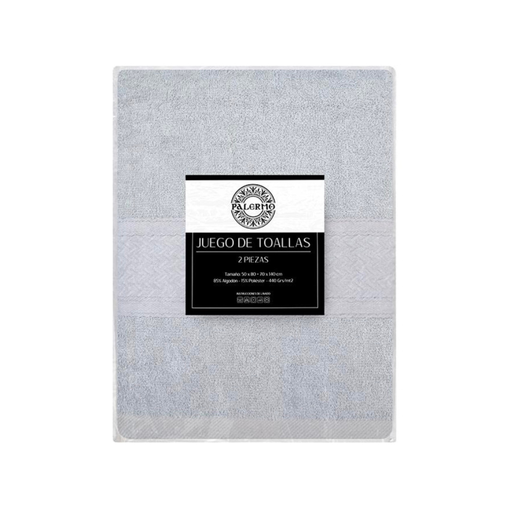 Set de 2 Toallas de Baño Palermo Gris - 85% Algodón